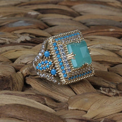 Turkish Aquamarine Ring For Women, Sterling Silver Handmade Ring-Boutique Spiritual