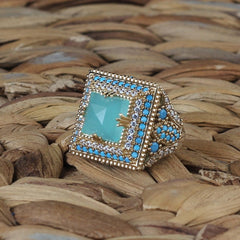Turkish Aquamarine Ring For Women, Sterling Silver Handmade Ring-Boutique Spiritual