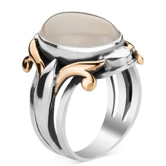 Sultan White Agate, Payitaht Abdülhamid Silver Ring-Boutique Spiritual