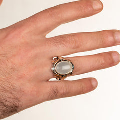 Sultan White Agate, Payitaht Abdülhamid Silver Ring-Boutique Spiritual