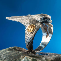 Hawk Ring, Silver Men Ring Elegant Islamic Design-Boutique Spiritual