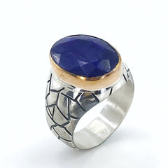 Natural Sapphire Ring, Special Series Handmade Silver Sapphire Men Ring-Boutique Spiritual