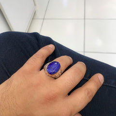 Natural Sapphire Ring, Special Series Handmade Silver Sapphire Men Ring-Boutique Spiritual