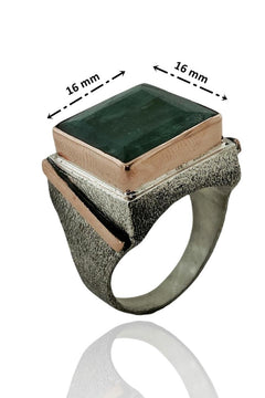 Natural Emerald Ring,  Handmade Silver Men Ring-Boutique Spiritual