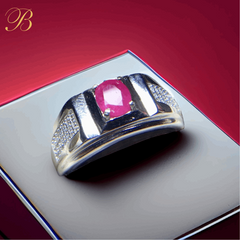 Ruby Ring Men - Platinum Plated Design-Boutique Spiritual