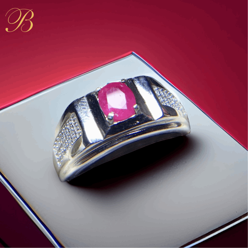 Ruby Ring Men - Platinum Plated Design - Boutique Spiritual