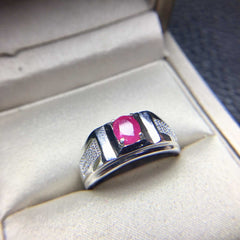 Ruby Ring Men - Platinum Plated Design-Boutique Spiritual