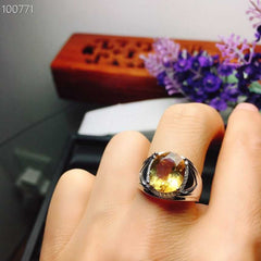 Citrine Men Ring, Handmade Pure Silver Ring - Boutique Spiritual