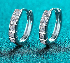 Princess Cut White Gold Moissanite Hoop Earrings GRA certified-Boutique Spiritual