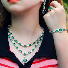 Green Cubic Zirconia Bridal Necklace Set for women - Boutique Spiritual