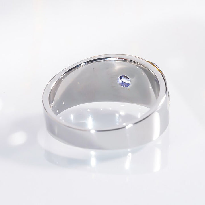 Sapphire Silver Ring for Men - White Gold Plated - Boutique Spiritual