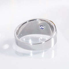 Sapphire Silver Ring for Men - White Gold Plated