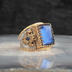 Original Blue Zircon Silver Ring with Edging Coated Limited Edition - Boutique Spiritual