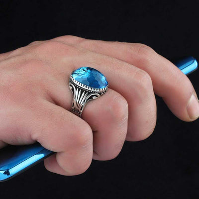 Aquamarine Ring, Silver Turkish Ring Limited Edition Design - Boutique Spiritual