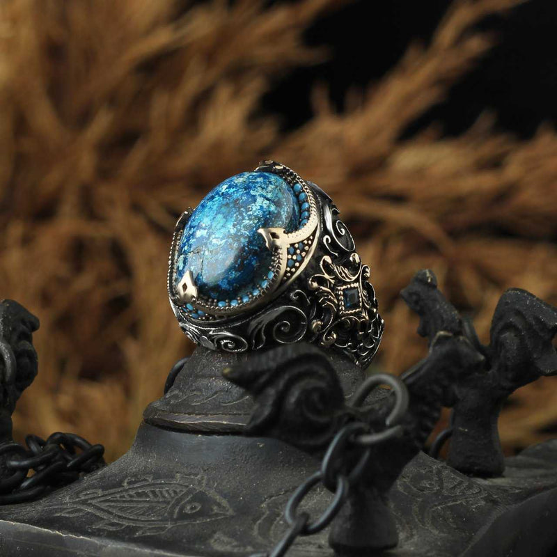 Natural Azurite Gemstone Premium Silver Ring - Boutique Spiritual