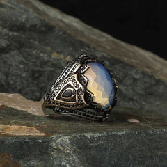 Moonstone Men Ring, Pure Silver Men Ring Exclusive Design - Boutique Spiritual