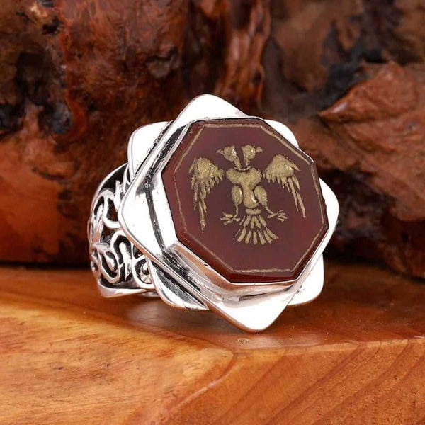 Osman Ghazi Ring, Aqeeq Stone Pure Silver Limited Edition Handmade Ring-Boutique Spiritual
