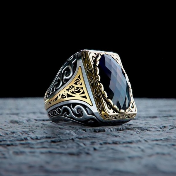 Turkish Zircon Stone Ring Embroidered Special Design