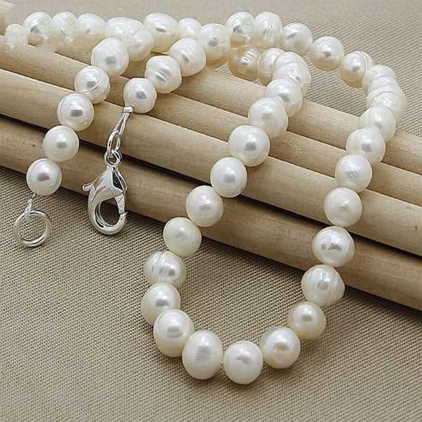 Natural Round White Shell Pearl Choker Necklace-Boutique Spiritual