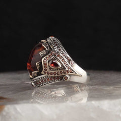 Amber Ring, Handmade Men Silver Ring - Boutique Spiritual