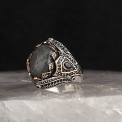 Natural Labradorite Ring, Handmade Men Silver Ring - Boutique Spiritual