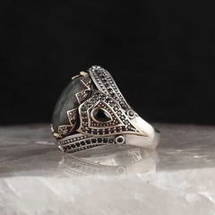 Natural Labradorite Ring, Handmade Men Silver Ring - Boutique Spiritual