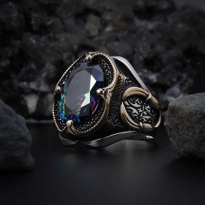 Alexandrite stone Men silver ring, Mistik Topaz Natural Stone Handmade Ring (Shine like a Gem Stone) - Boutique Spiritual