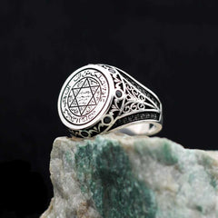 Seal of Solomon Ring, Turkish Islamic Limited Edition Silver Men Ring - Boutique Spiritual