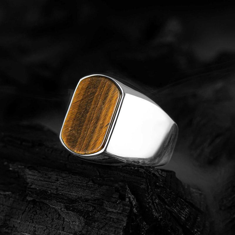 Natural Tigers Eye Ring, Real Gemstone Pure Silver Men Ring-Boutique Spiritual