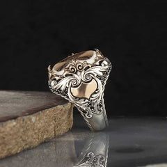 La ilaha illAllah Islamic Ring, Shahda written Amber Stone Limited Edition Ring - Boutique Spiritual