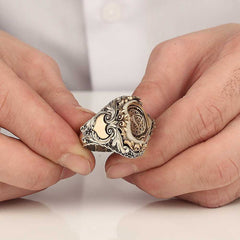 La ilaha illAllah Islamic Ring, Shahda written Amber Stone Limited Edition Ring - Boutique Spiritual