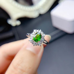 Diopside Silver Engagement Ring
