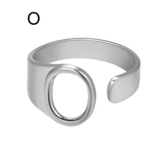 Chunky Wide Hollow Adjustable Initial Letter Ring