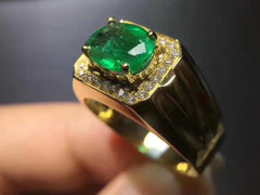 Emerald Handmade Silver Ring for Men