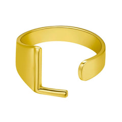 Chunky Wide Hollow Adjustable Initial Letter Ring