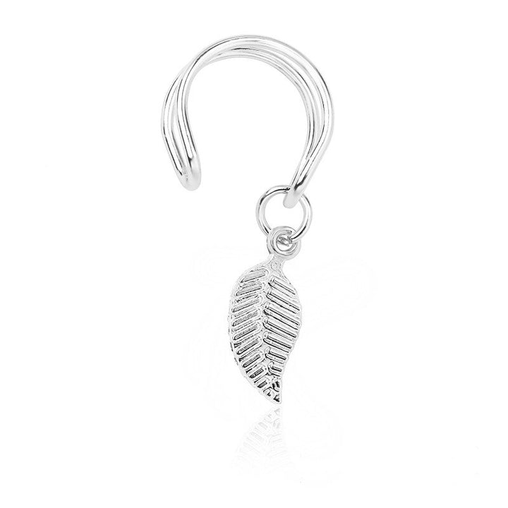 Leaf Feather Clip Earrings-Boutique Spiritual