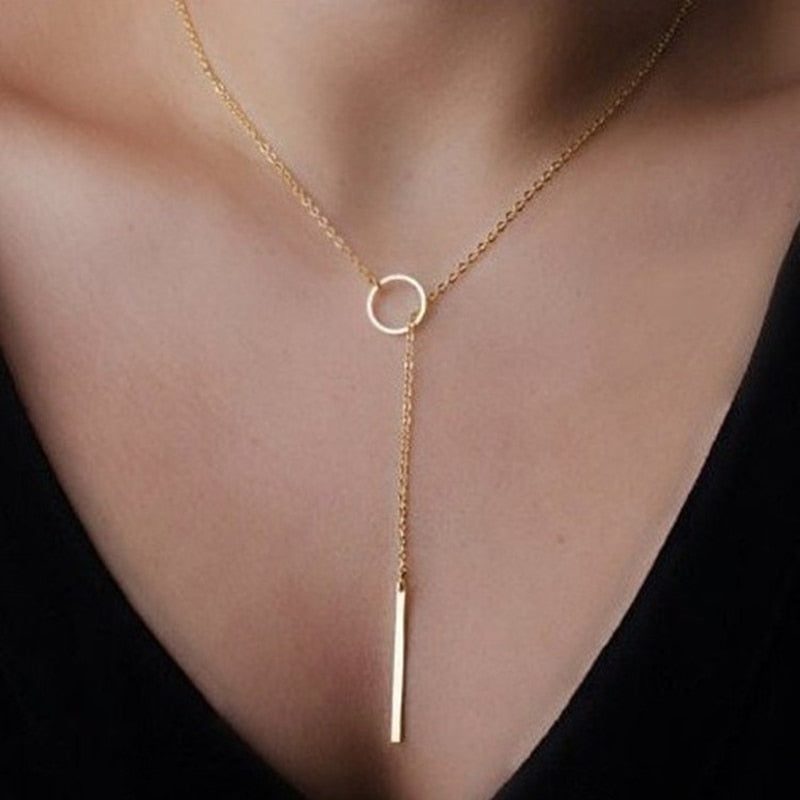 Minimalist Round Stick Pendant Necklace - Boutique Spiritual
