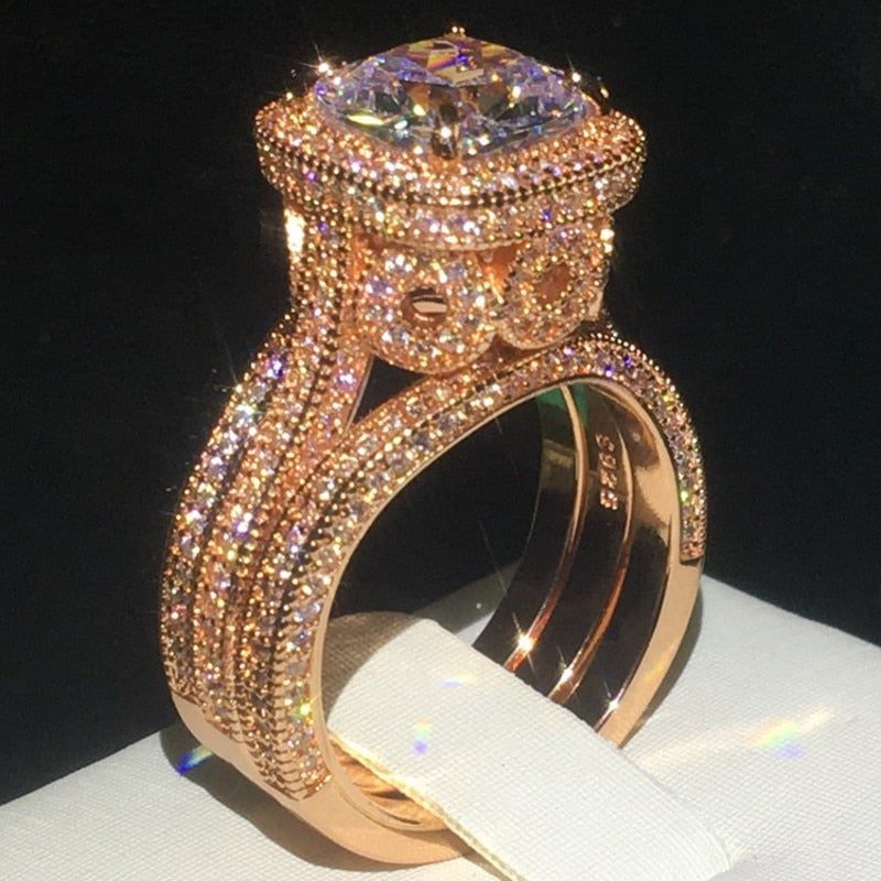 Vintage Zircon Ring Set for Women