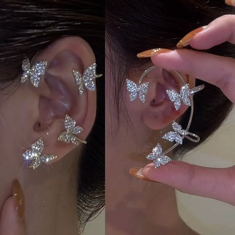 Gold Silver Color Metal Butterfly Ear Clips Premium Design - Boutique Spiritual