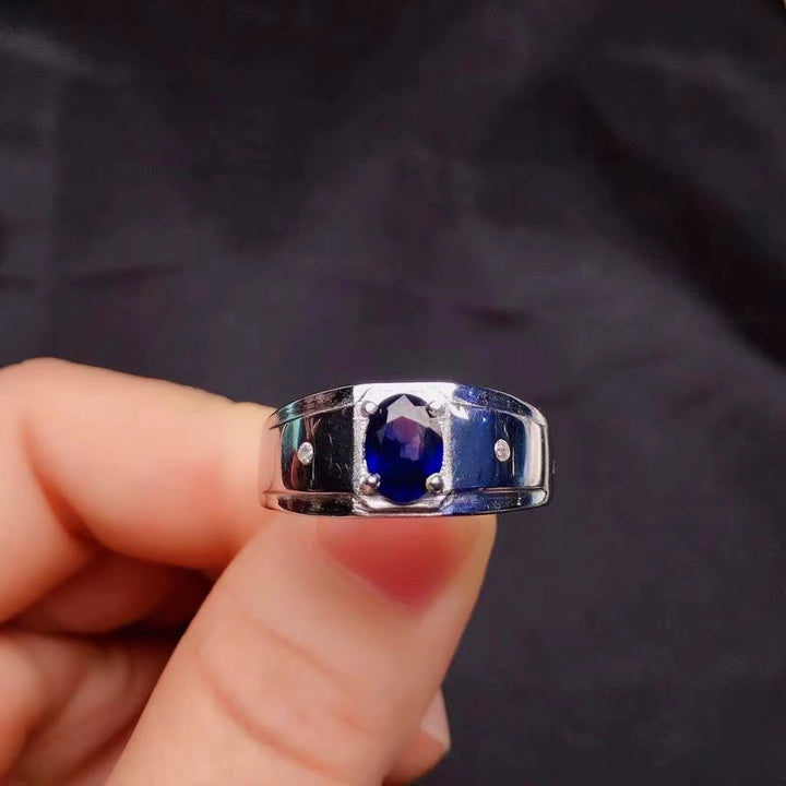 Blue Sapphire Ring, Handmade Silver Ring for Men-Boutique Spiritual