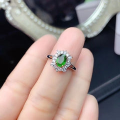 Diopside Silver Engagement Ring