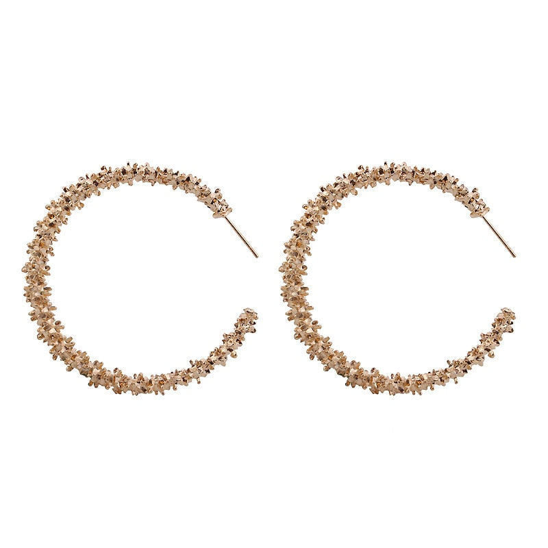 Vintage Gold Round C Geometric Earrings Premium Design