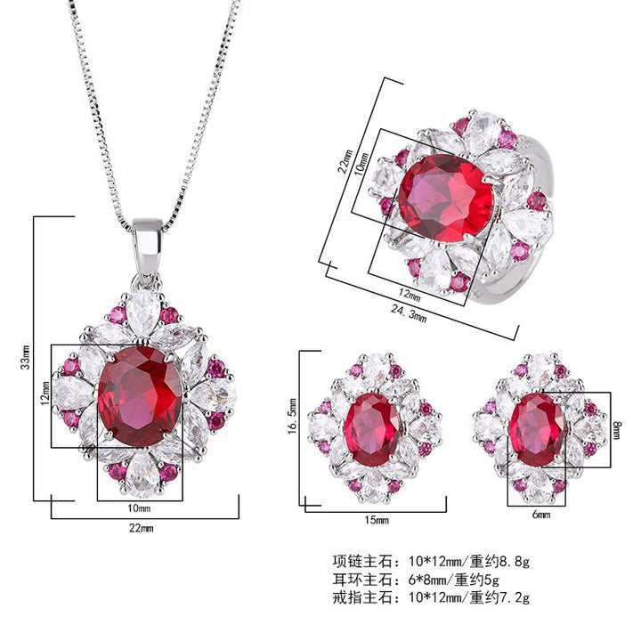 Ruby and Diamond Silver Jewelry Set for Women-Boutique Spiritual