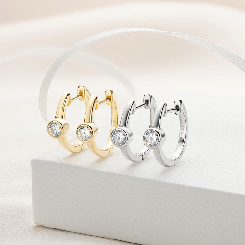 Boutiques White Gold GRA certified Moissanite Hoop Earrings For women