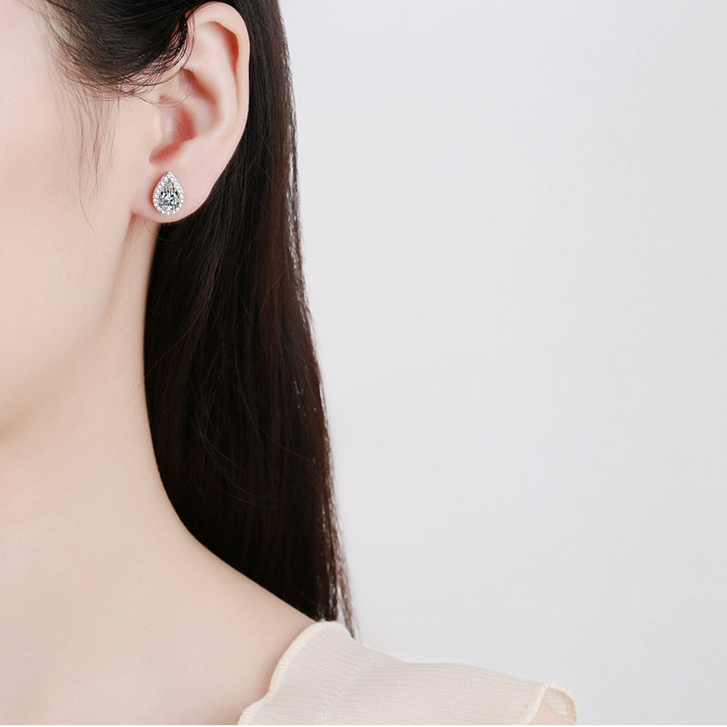 2ct White Gold Moissanite Earring GRA certified