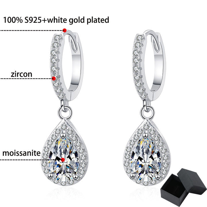 Boutiques White Gold 1ct Pear Cut Earrings GRA certified - Boutique Spiritual