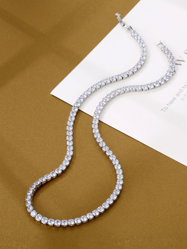 White Gold Lab Moissanite Necklace for Women - Boutique Spiritual