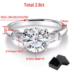 18K White Gold Plated 2.8CT Moissanite Ring For women Premium Design
