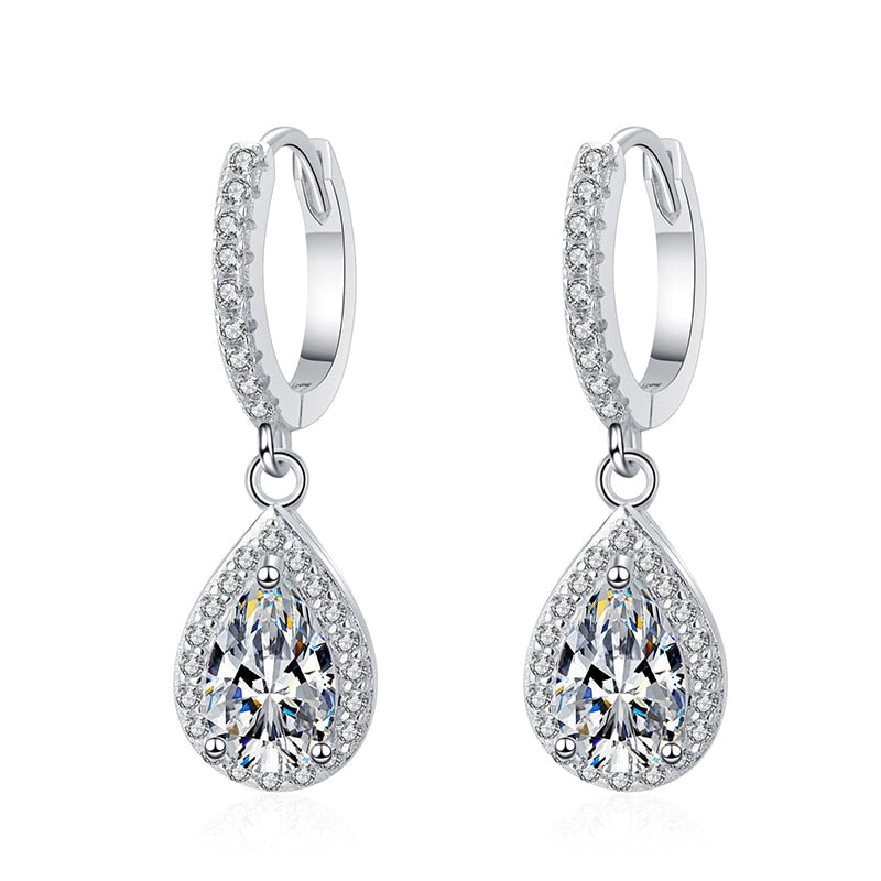 Boutiques White Gold 1ct Pear Cut Earrings GRA certified