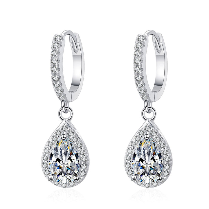 Boutiques White Gold 1ct Pear Cut Earrings GRA certified - Boutique Spiritual
